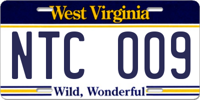 WV license plate NTC009
