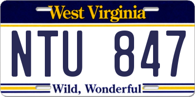 WV license plate NTU847