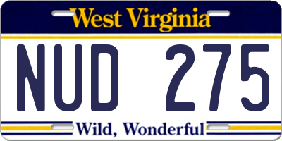 WV license plate NUD275