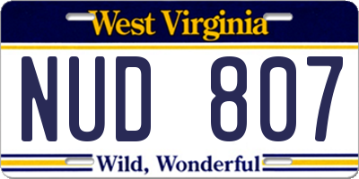 WV license plate NUD807