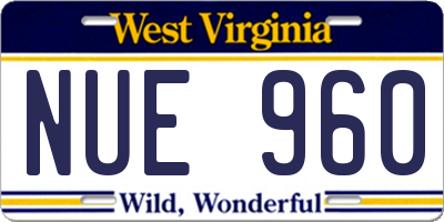 WV license plate NUE960