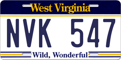 WV license plate NVK547