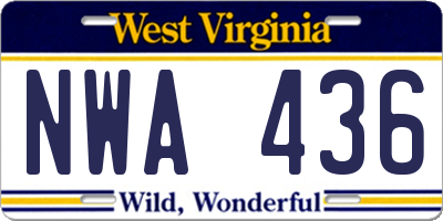 WV license plate NWA436