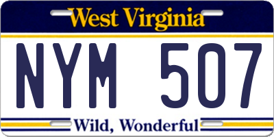 WV license plate NYM507
