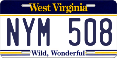 WV license plate NYM508