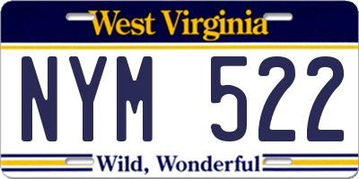 WV license plate NYM522