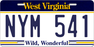 WV license plate NYM541