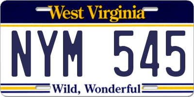 WV license plate NYM545