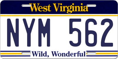 WV license plate NYM562