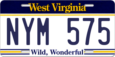 WV license plate NYM575