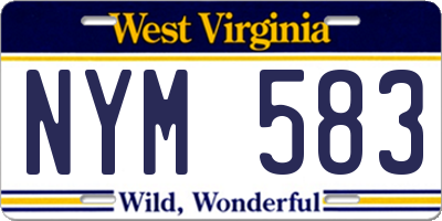 WV license plate NYM583