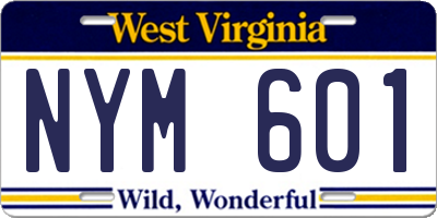 WV license plate NYM601