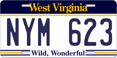 WV license plate NYM623