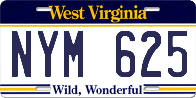 WV license plate NYM625