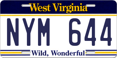 WV license plate NYM644
