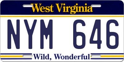 WV license plate NYM646