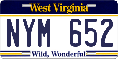 WV license plate NYM652