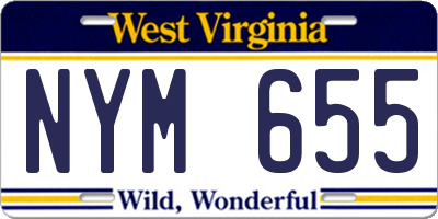 WV license plate NYM655