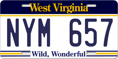 WV license plate NYM657