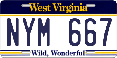 WV license plate NYM667