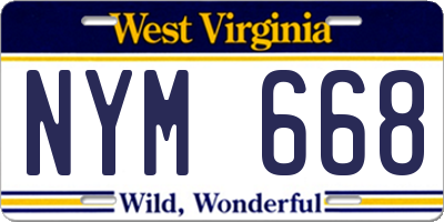 WV license plate NYM668