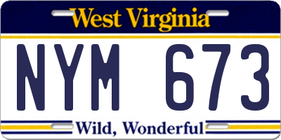 WV license plate NYM673