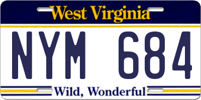 WV license plate NYM684