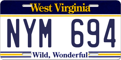 WV license plate NYM694