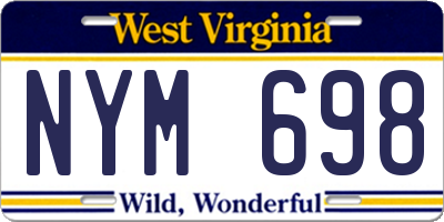 WV license plate NYM698