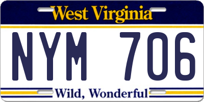 WV license plate NYM706