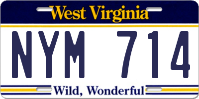 WV license plate NYM714