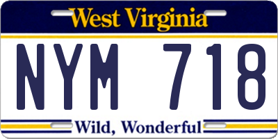 WV license plate NYM718