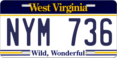 WV license plate NYM736