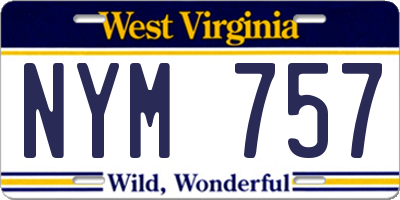 WV license plate NYM757
