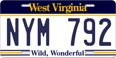 WV license plate NYM792