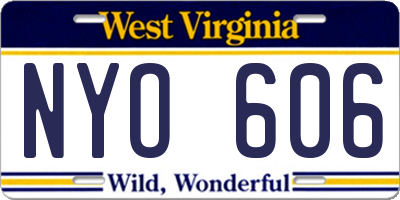 WV license plate NYO606