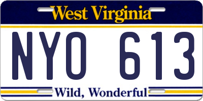 WV license plate NYO613