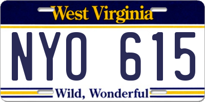 WV license plate NYO615