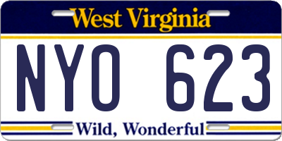 WV license plate NYO623