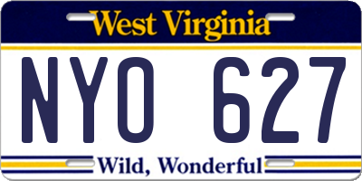 WV license plate NYO627