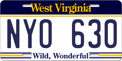 WV license plate NYO630