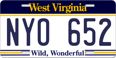 WV license plate NYO652