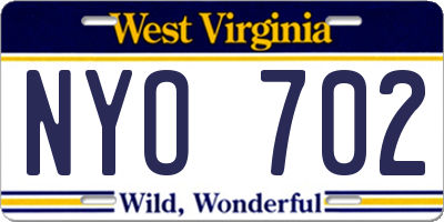 WV license plate NYO702