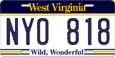 WV license plate NYO818