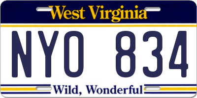WV license plate NYO834