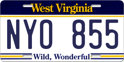 WV license plate NYO855