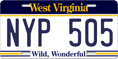 WV license plate NYP505