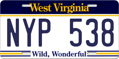 WV license plate NYP538