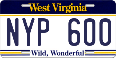 WV license plate NYP600