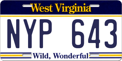 WV license plate NYP643